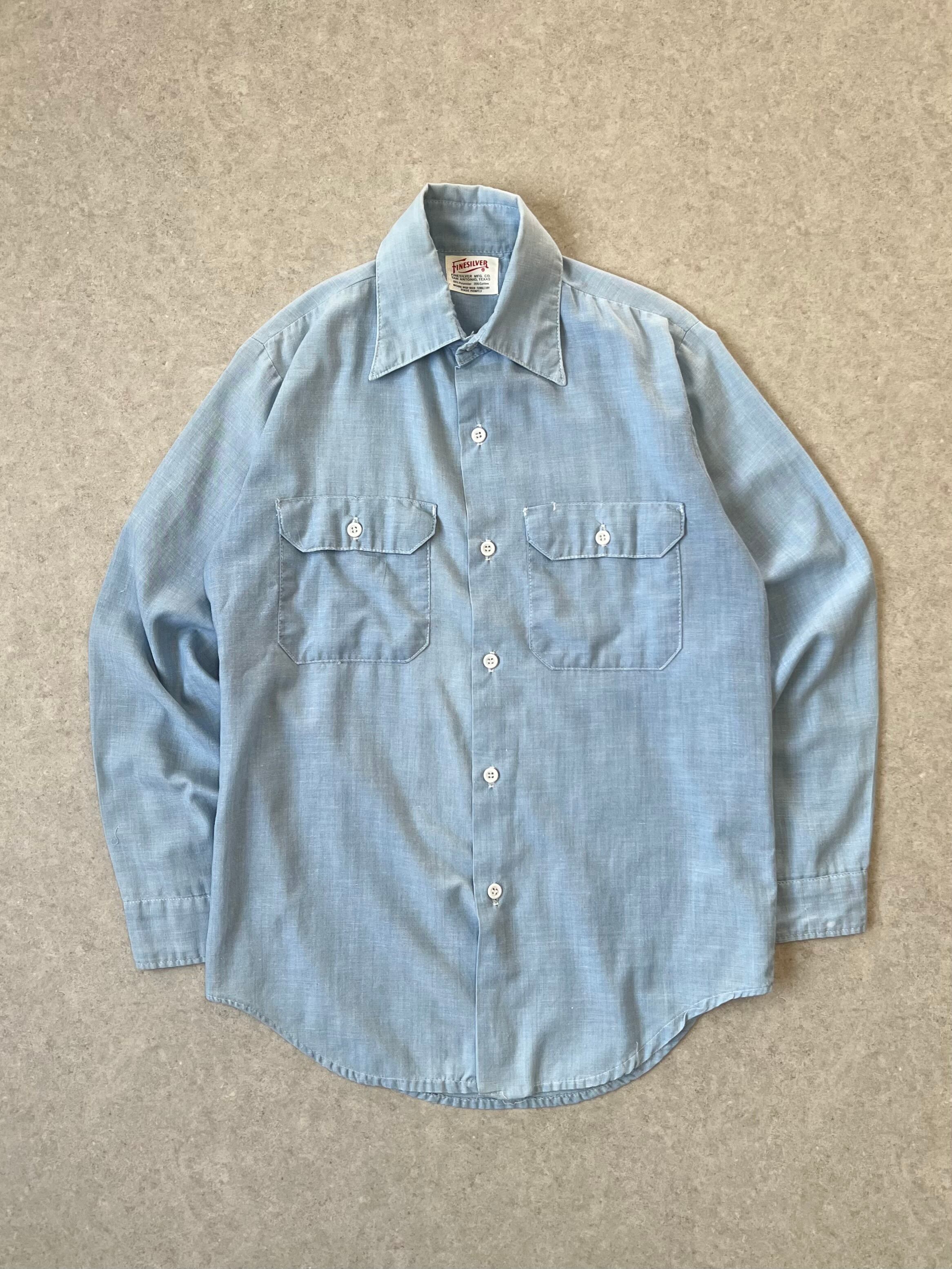 60s GLENN BERRY Stencil Chambray S/S Shirt S / US NAVY タイプ