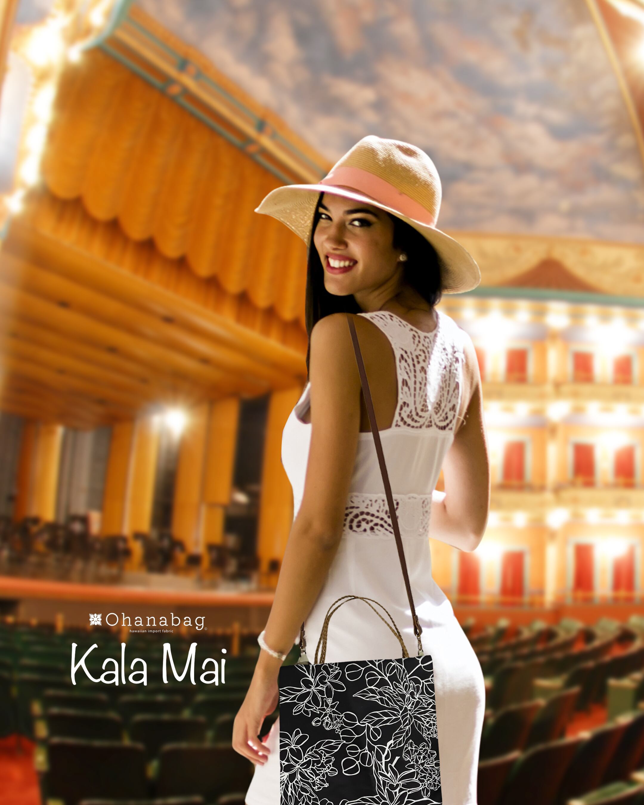 新発売のトート【Kalamai・プルメリアブラック】Hawaiian_OhanaBag/Kalamai_005s<ストラップ付>