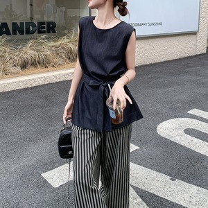 Sleeveless vest & striped pants set S978