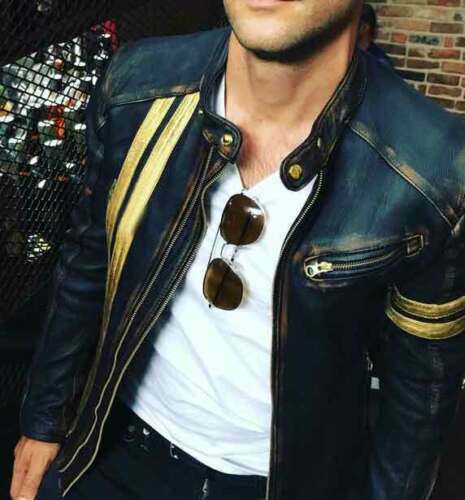 ヤギ革ユーズド加工ビンテージスタイルジャケット Goat Leather