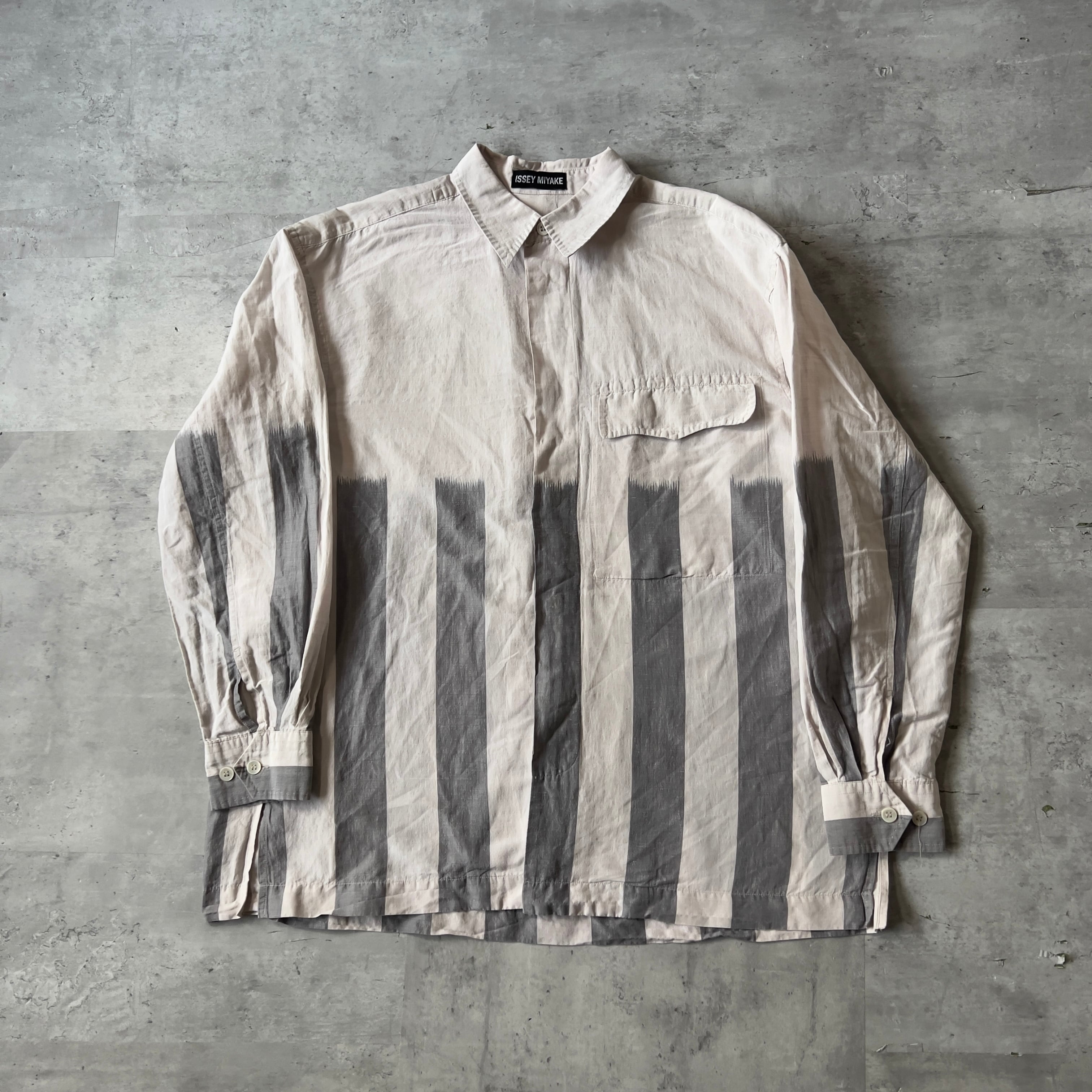 90s “ISSEY MIYAKE” 黒タグ cotton × linen box silhouette shirt ...