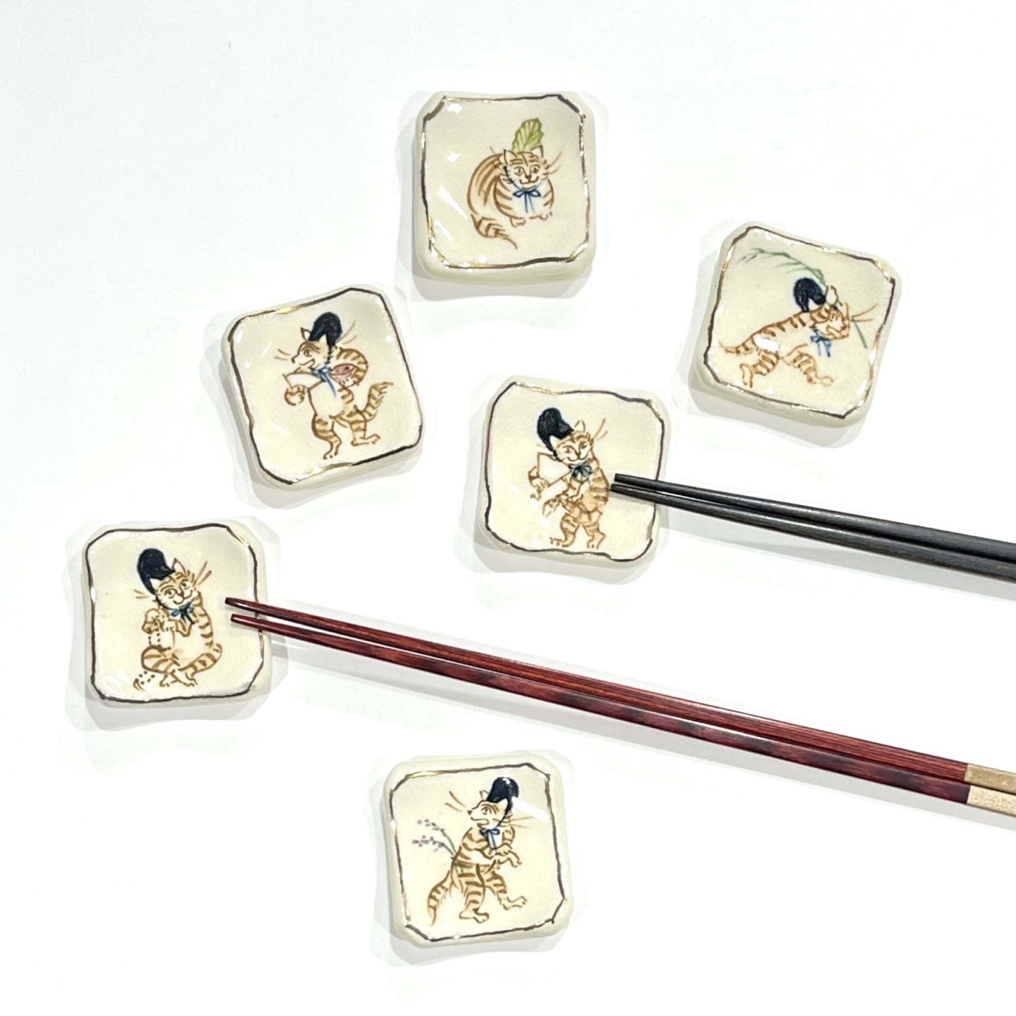 高山寺画 ねこ 箸置き《陶泉窯》 | 24to3［西富陶磁器オンラインストア