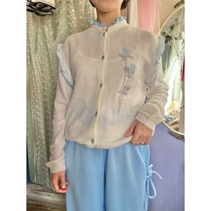 knit cardigan : blue rose
