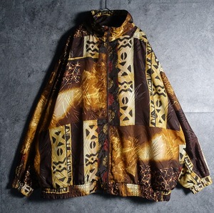 Multicolor Geometric Pattern Shadow Design Nylon Jacket