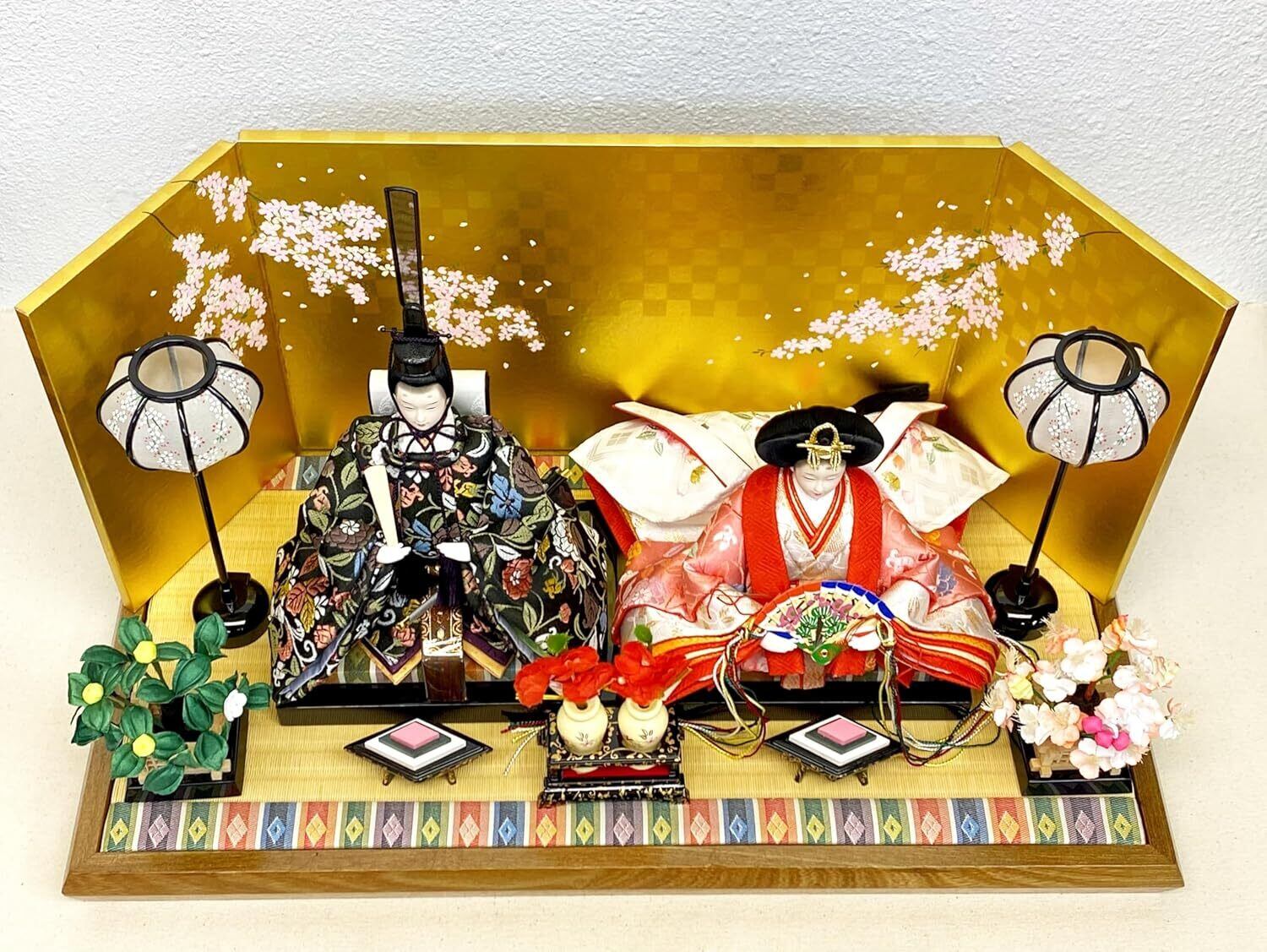雛人形 芥子 親王飾り 両枝桜 屏風畳台飾り 吉藤作 ひな人形 ひな祭り