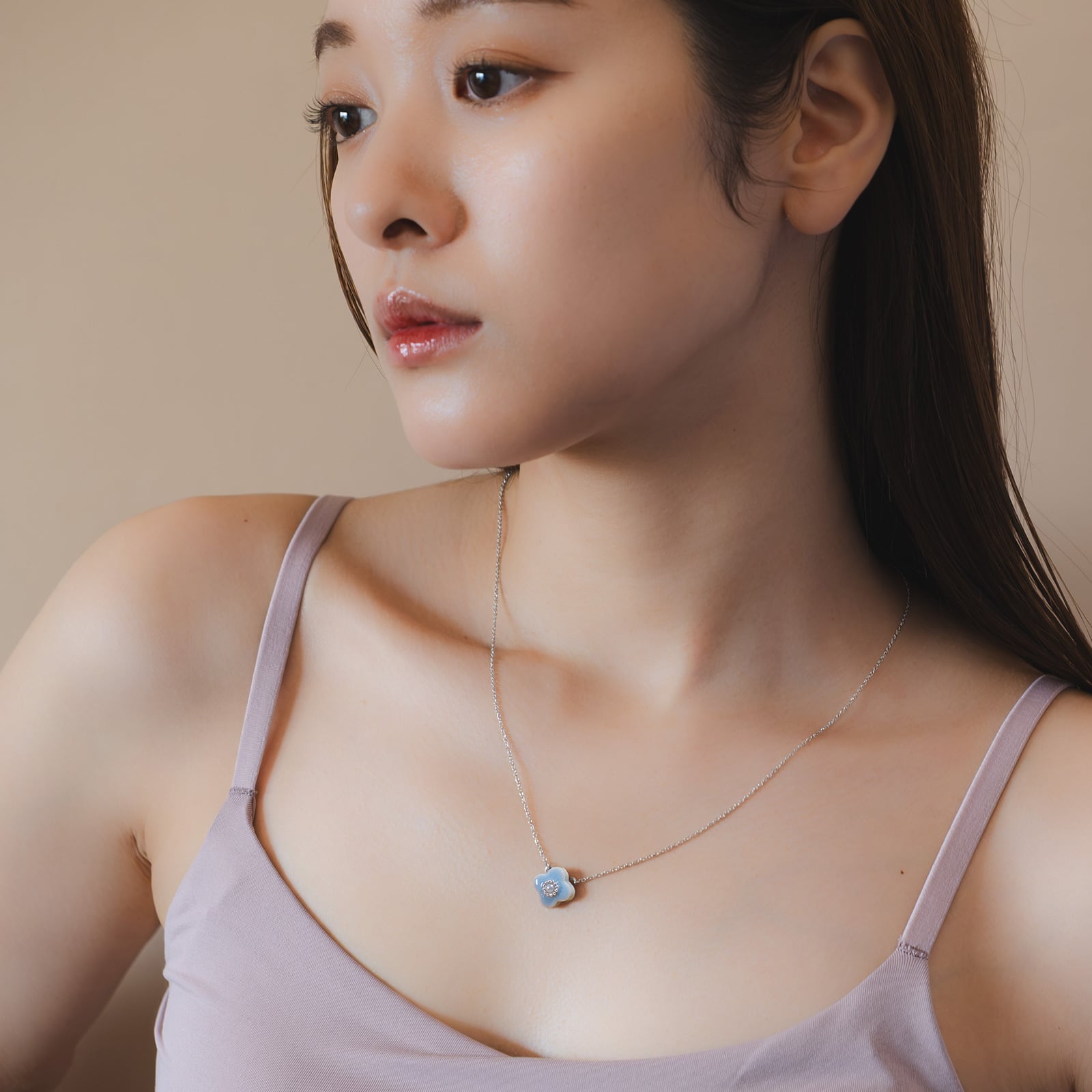 美濃焼陶器 小花 パール ネックレス｜碧（あお） | MIKELO（ミケロ