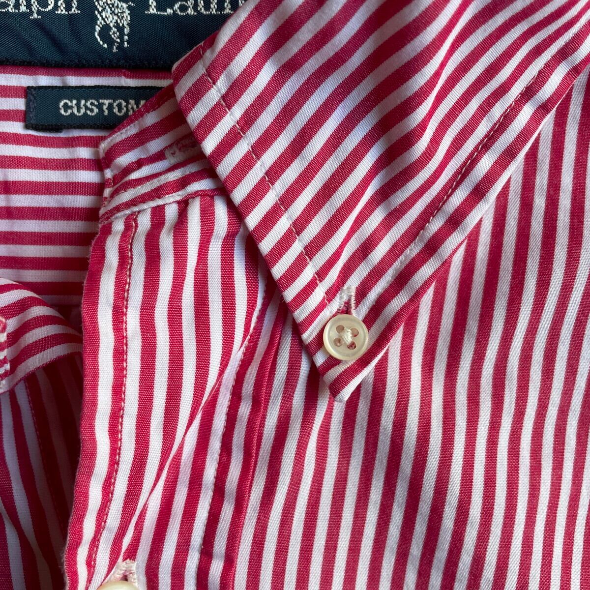 Ralph Lauren ラルフローレン 長袖 CUSTOM FIT ストライプ ボタン