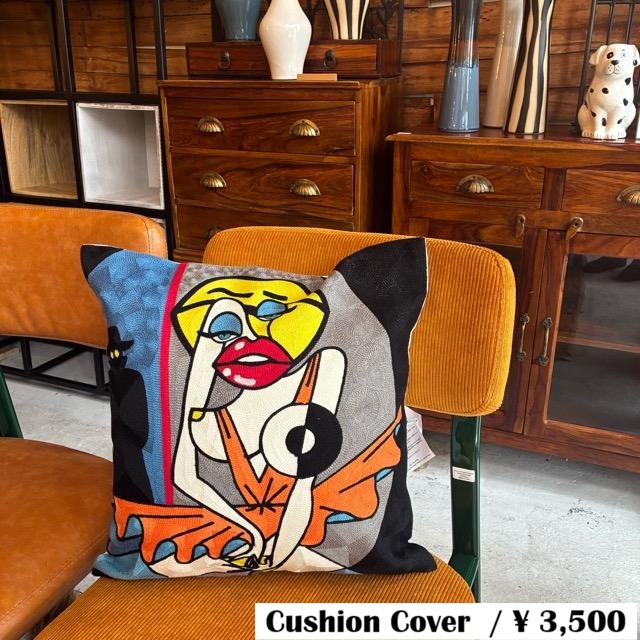 TOPANGA Homefurnishing Art Embroidery Cushion Cover, 45x45cm, F, Black, Cubist Embroidery　