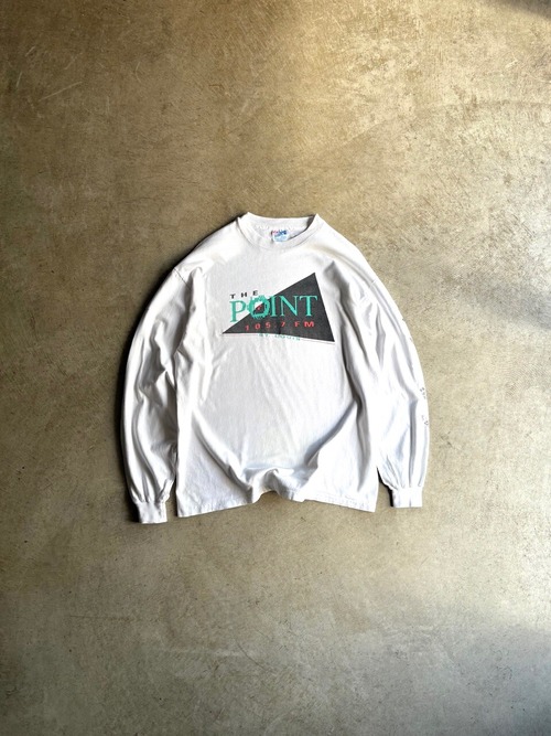 MEXICO製 90's Hanes BEEFY-T L/S COTTON T-SHIRTS “105.7 FM THE POINT”