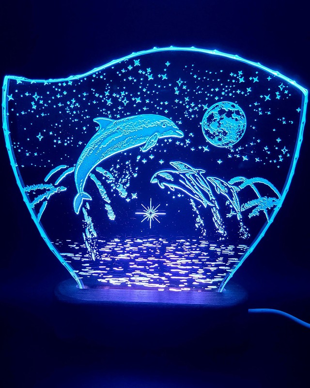 星月夜のドルフィンショー (ガラス:Mサイズ)