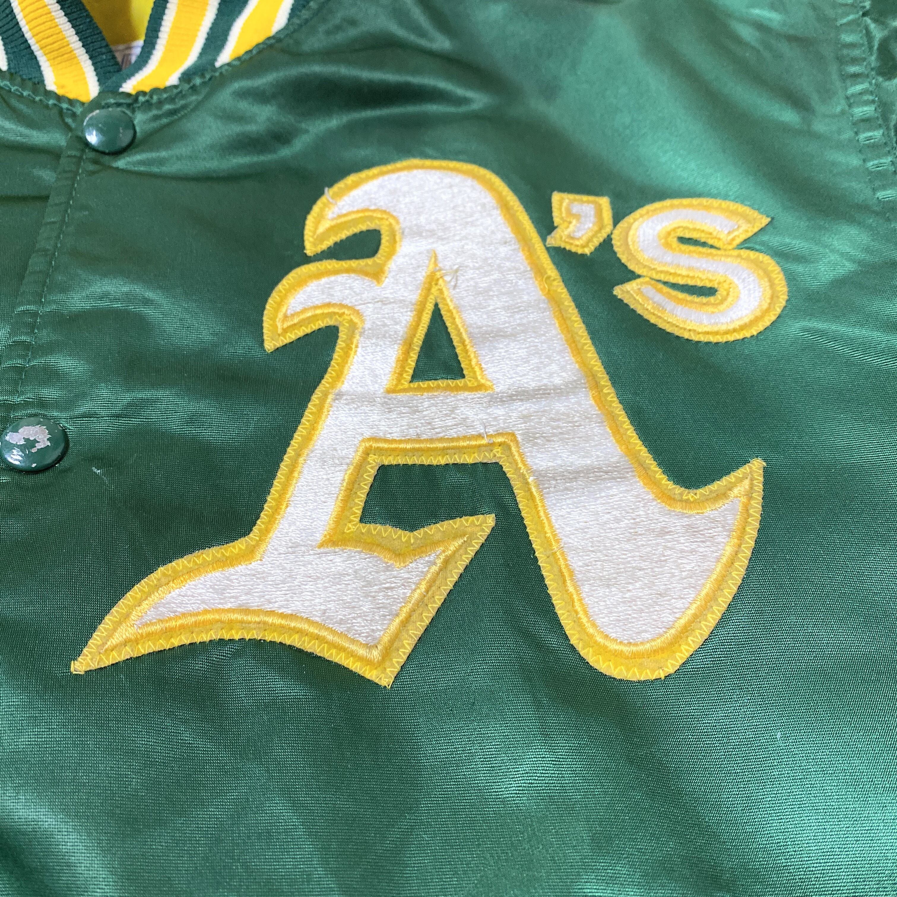 90s USA製 STARTER スターター MLB Oakland Athletics オークランド・アスレチックス ナイロン スタジャン M  USA古着