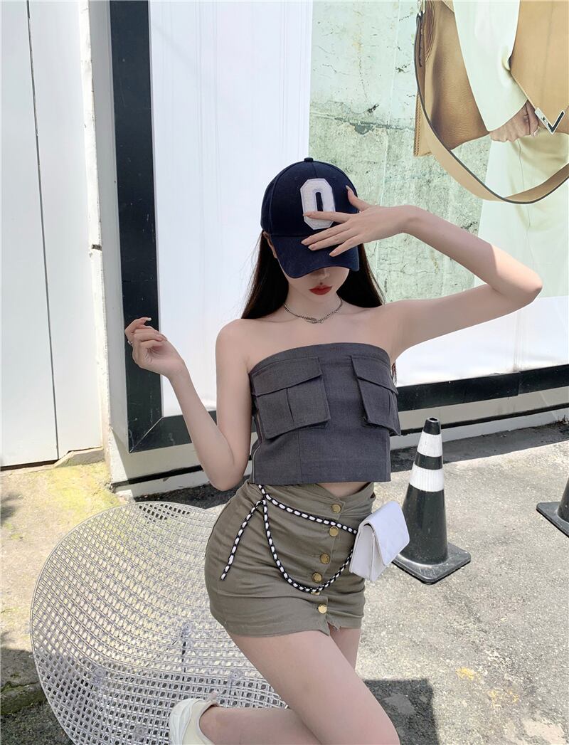 スカート ハイウェストウェストショートサマーグリーン 夏物 ピュア ブラックストロベリース43563762881