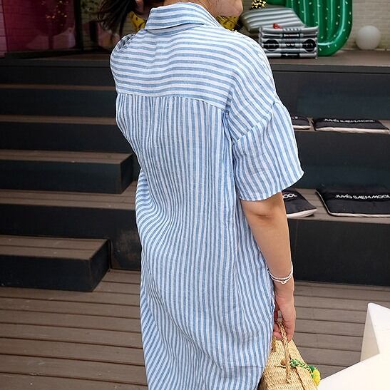 上質で快適 30代 ほっそり効果大 きれいめ レディース 40代 スリット ノースリーブ 大人スタイル ストライプシャツワンピース 50代 ワンピース チュニック Sergiopizarro Com Co