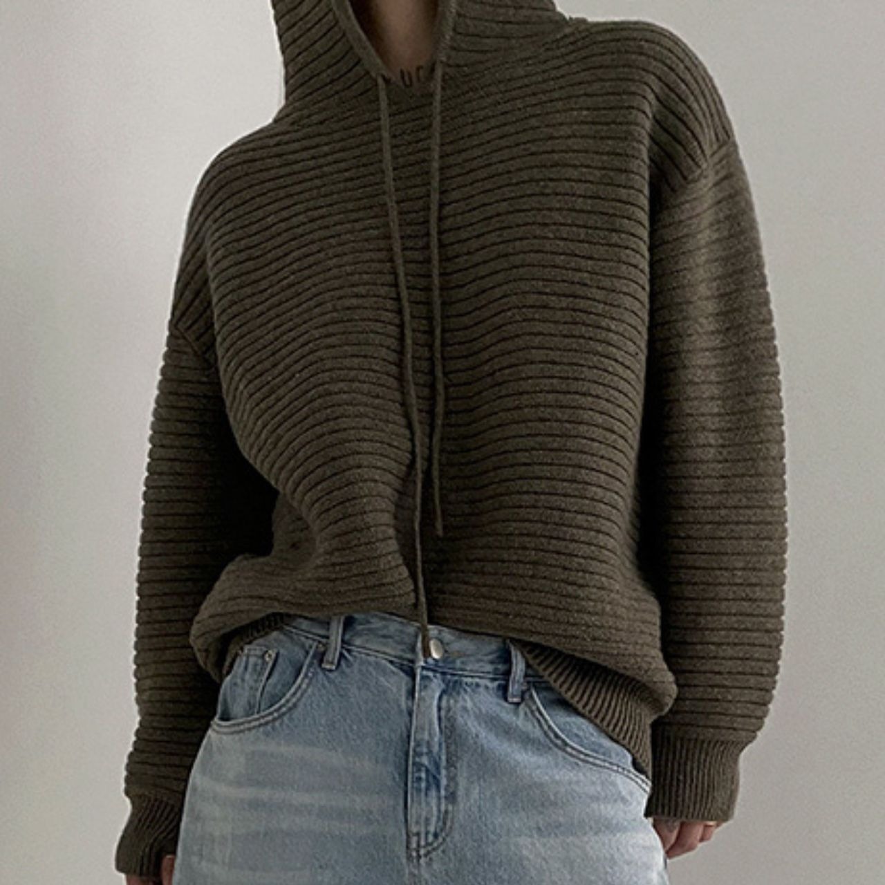 フード付きルーズプルオーバーニット　MT0080343