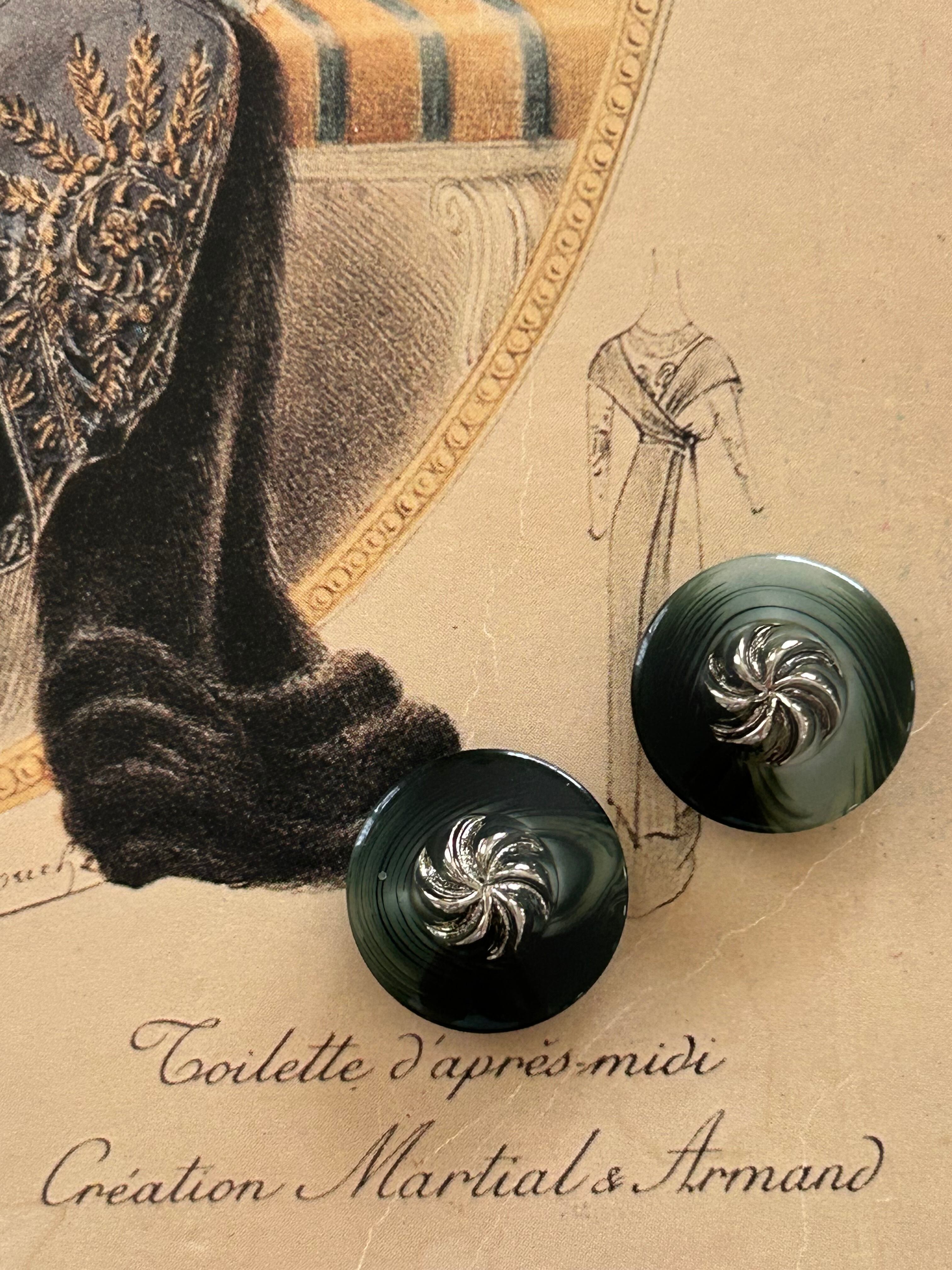 Japanese Vintage ボタン 17mm マーブルカラー シルバー プラスチックボタン 昭和レトロ アクセサリーパーツ 装飾材 カルトナージュ