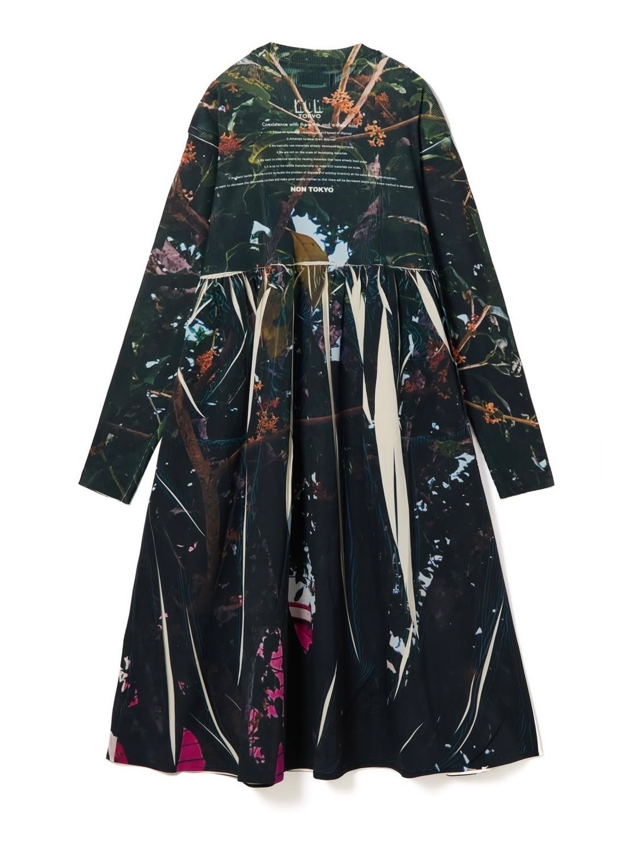 【26AW】NONTOKYO ノントーキョー / ワンピース /  DIRECT PRINT RIB GATHER O/P (TREE) - 4