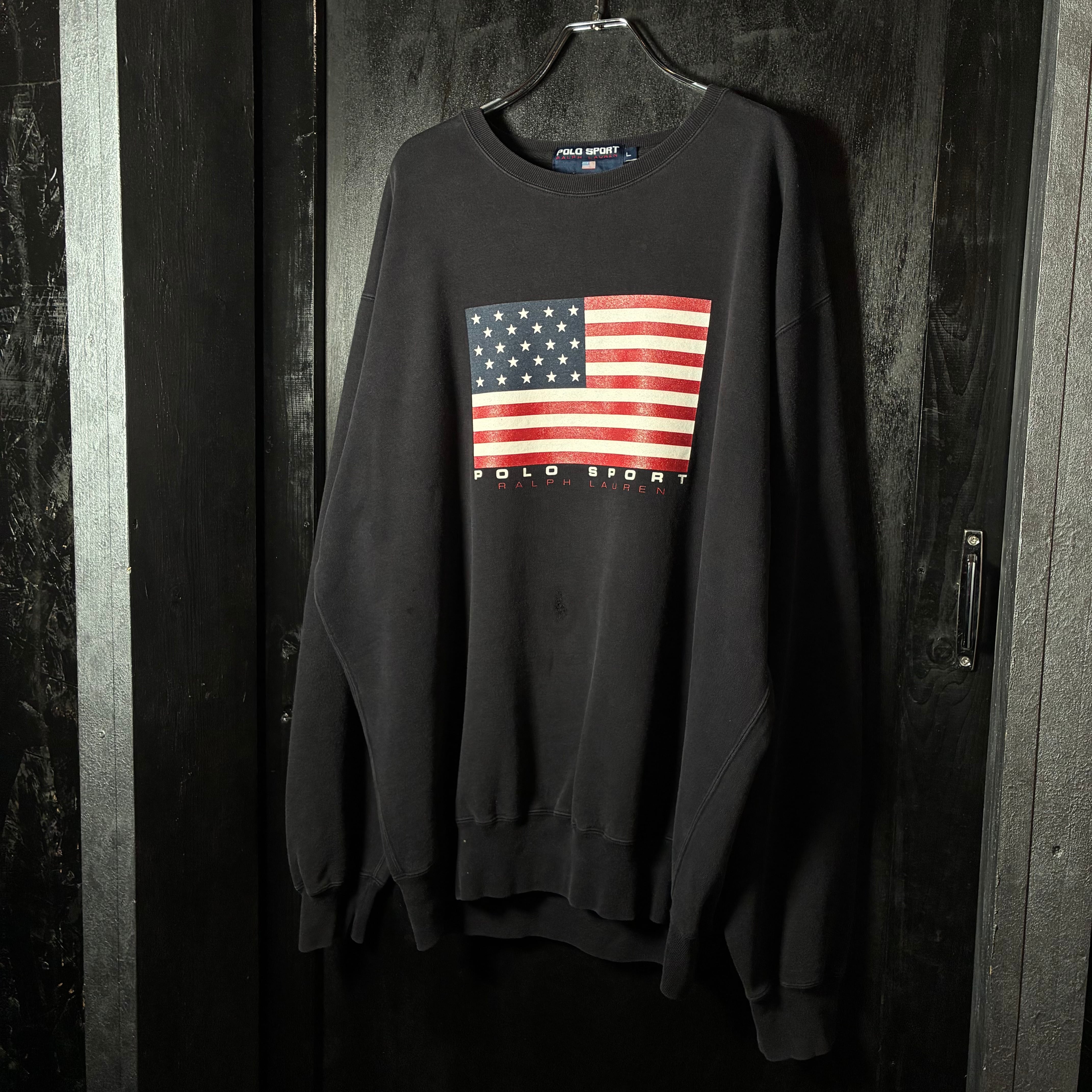 ブランド品専門 90s ラルフポロスポーツ アメリカンフラッグスウェット