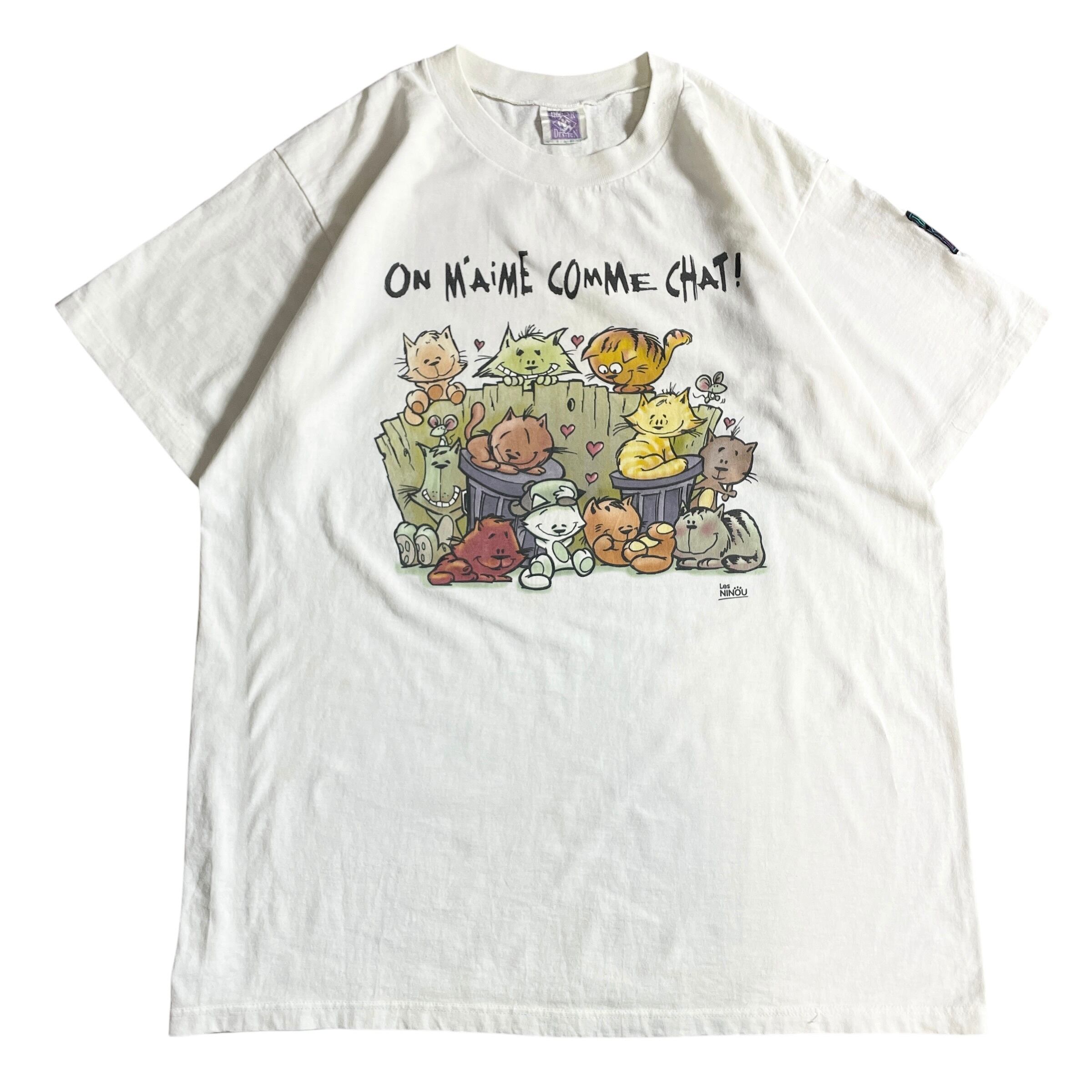 90s USA製 猫 アート 絵 アニマル vintage T-shirts