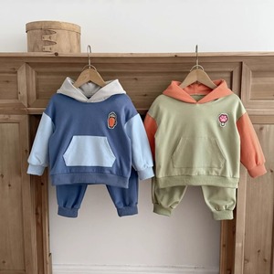 ベビー＆キッズ　 冬新作　カラーブロック スウェット 上下セットアップ 　