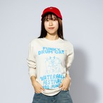 「猫ドラム」レコードワッペン猫ツアースウェット  ベージュ M/L/XL WATERFALLオリジナル商品