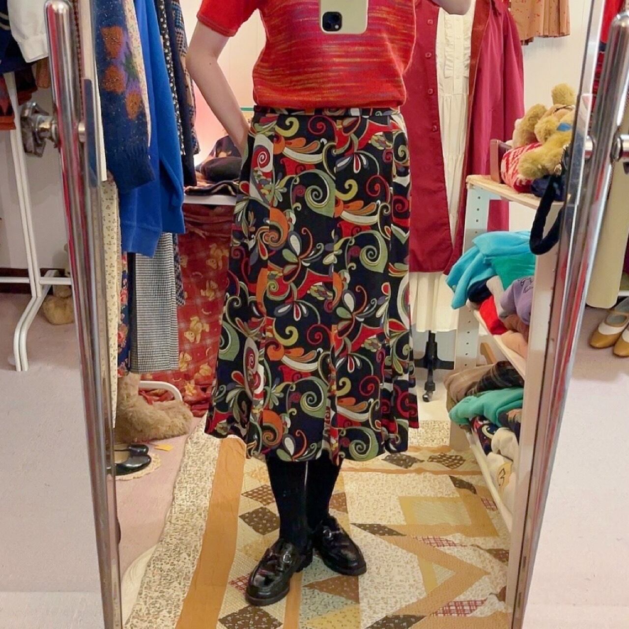 psychedelic pattern flare skirt