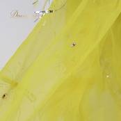 社交ダンス 衣装 スタンダード ドレス ワンピース 黄色 装飾 フリル ボリューム シルバー ダンス パーティ 発表会 黒 イエロー系 ブラック系 フロア映え ボリューム感 フェザー ファー 大人用 衣装 コスチューム パフォーマンス 目立つ おしゃれ 豪華