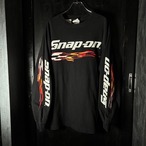 【00s USA】Snap-on ファイアーパターン　ロンTee  スナップオン　袖プリント