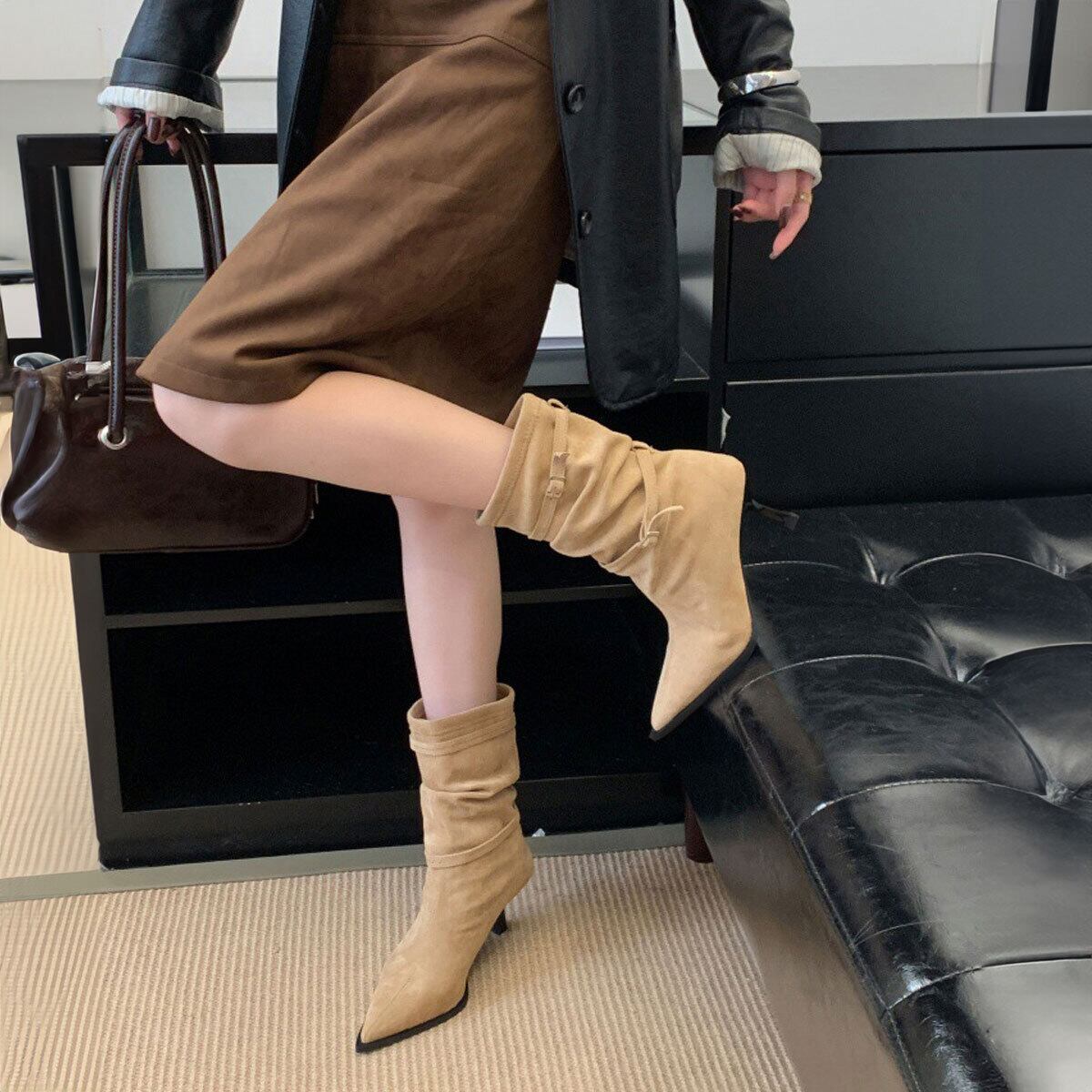 ショートブーツ ポインテッドトゥ レディース 春秋冬 韓国 ブーツ きれいめ 通勤 ビジネス OL 大人 カジュアル おしゃれ フェミニン 歩きやすい 履きやすい 大人可愛い 大人女子