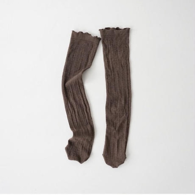 3color-mesh flower knit socks