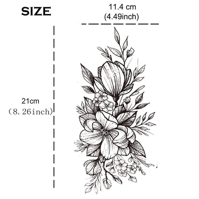 Yesallwas タトゥーシール 花 黒 10枚セット 入れ墨シール リアル 防水 長持ち 刺青シール ボディーシール レディース black flower temporary tattoos 11.5x21CM (黒3)