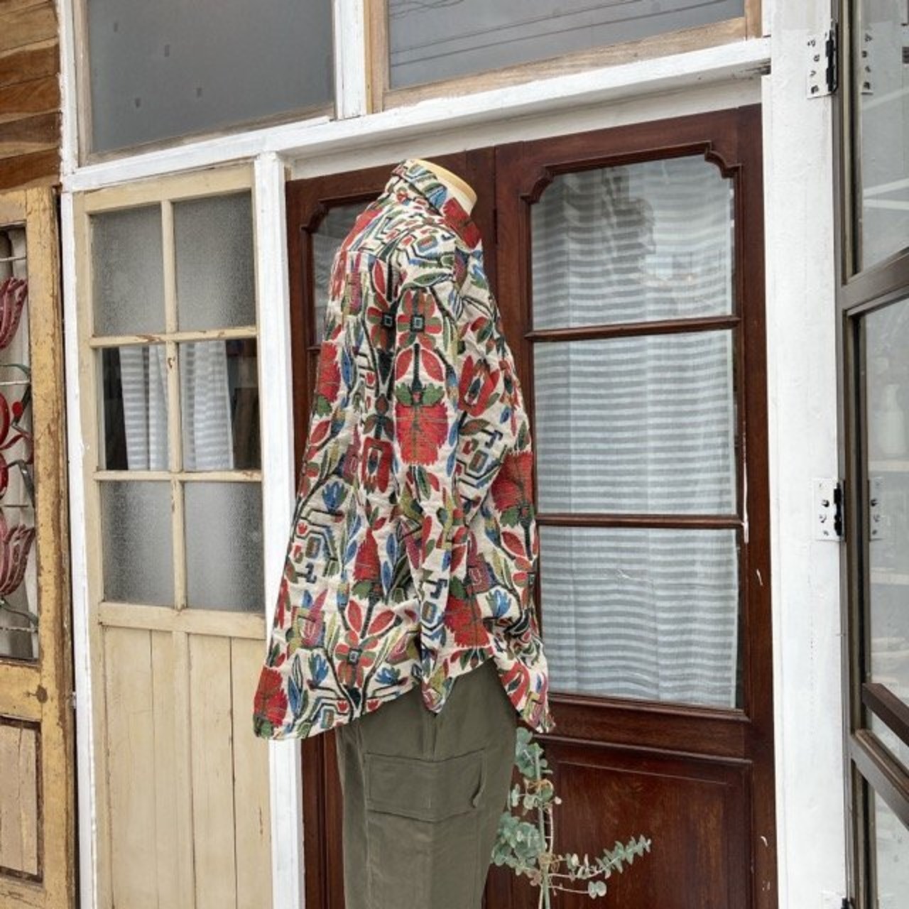 TOPANGA Men's 　ジャガードフラワーシャツジャケット　ベージュ