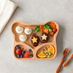 木製 キッズプレート くま ランチプレート お皿 子供用食器 天然木 ブナ