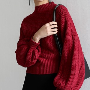 ランタンスリーブルーズニットセーター W01036