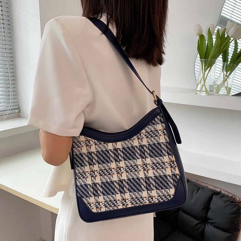 サマー格子柄ショルダーバッグレッド 夏物 ハンドバッグ Tiancai_Wing_Bag80940055422