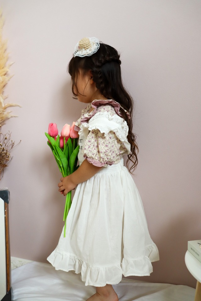 【取寄】英字プリントが海外風でおしゃれなエプロン風フリルワンピース