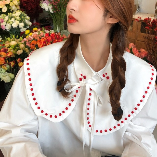 ステッチドビッグカラーブラウス