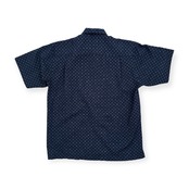 MARIO VALENTINO マリオヴァレンティノ リネン混 総柄 半袖 シャツ 薄手 サイズ M/ネイビー 系 麻