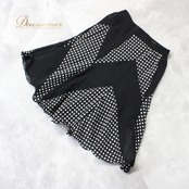 社交ダンス 衣装 スタンダード スカート レッスンウェア 女性用 レディース オールシーズン 白 黒 水玉 SEKINE セキネ ブラック系 ホワイト系 レトロ ドット スカート ファッション 布地 軽量 エレガント コーディネート シンプル デザイン 柔らかい おしゃれ 運動用 カジュアル 印象的 コンビネーション セットアップ 衣装用アイテム