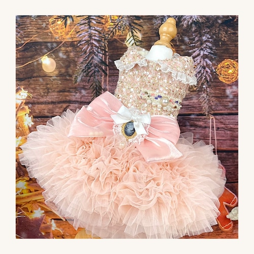 予約(海外ハンドメイド)【№B02648】ツイードスパンコール チュチュ プリンセスドレス