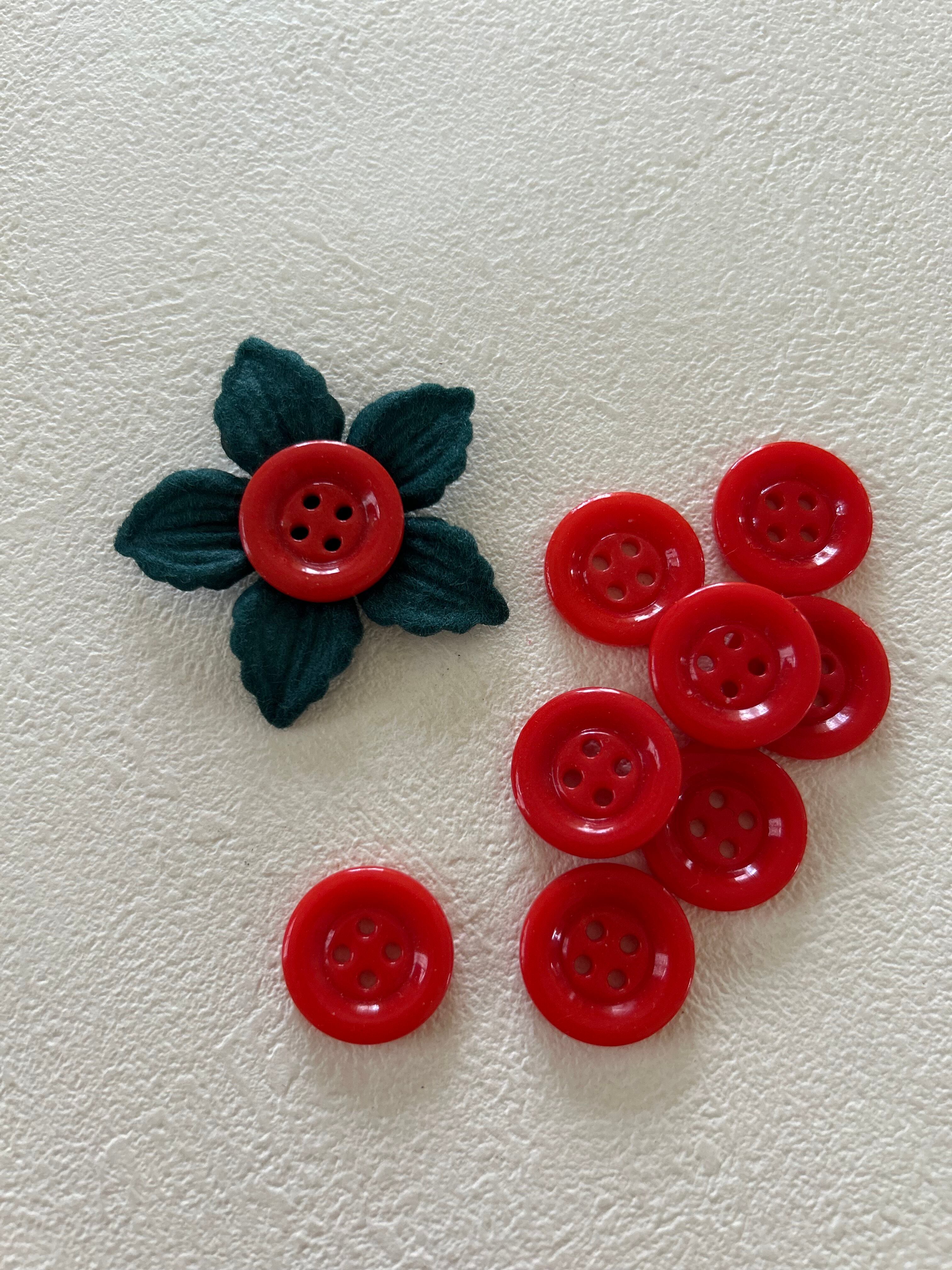 フランス アンティークボタン ガラスボタン 19mm レッド ハンドメイド 撮影小物 赤色 四つ穴 コレクション