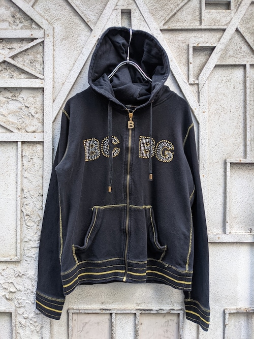 "BCBG MAXAZRIA" line stone zip up hoodie