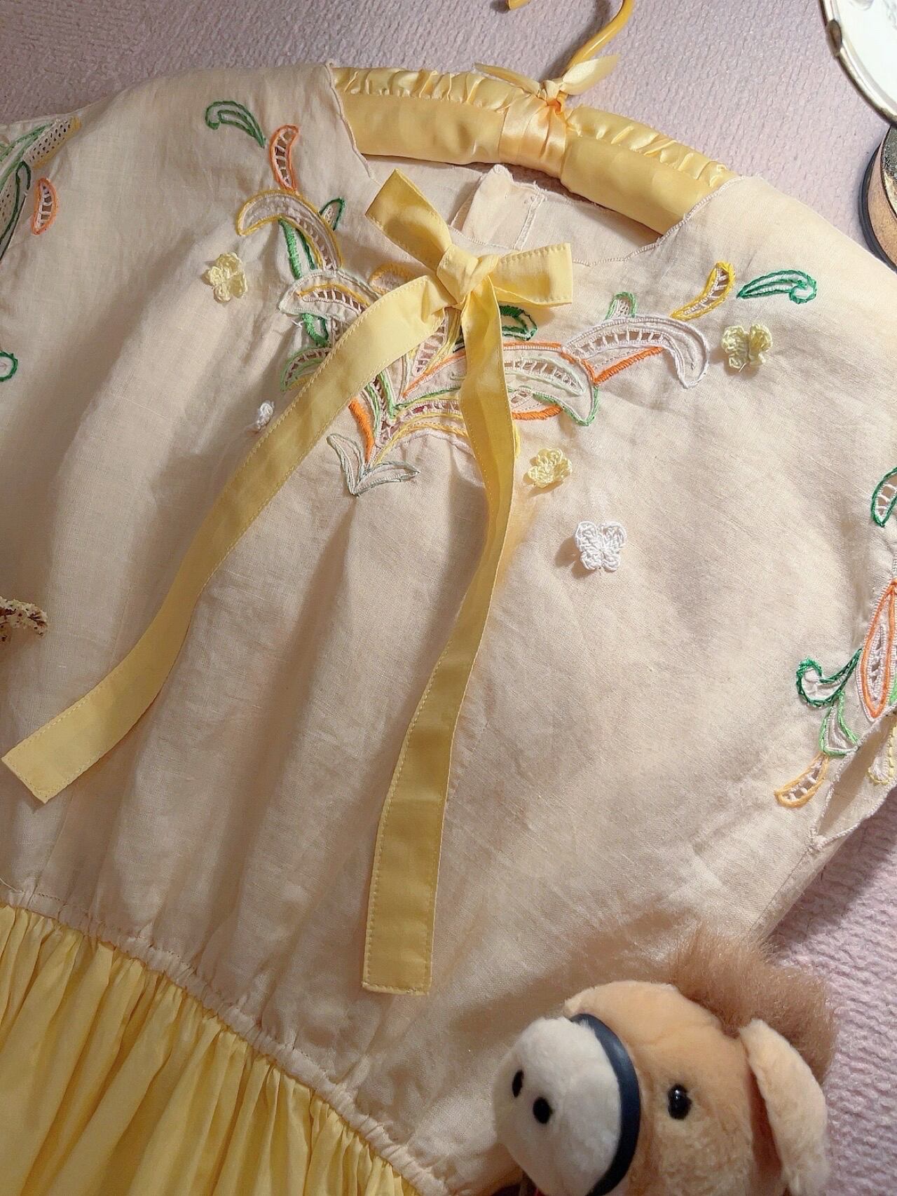 remake / leaf embroidery one-piece