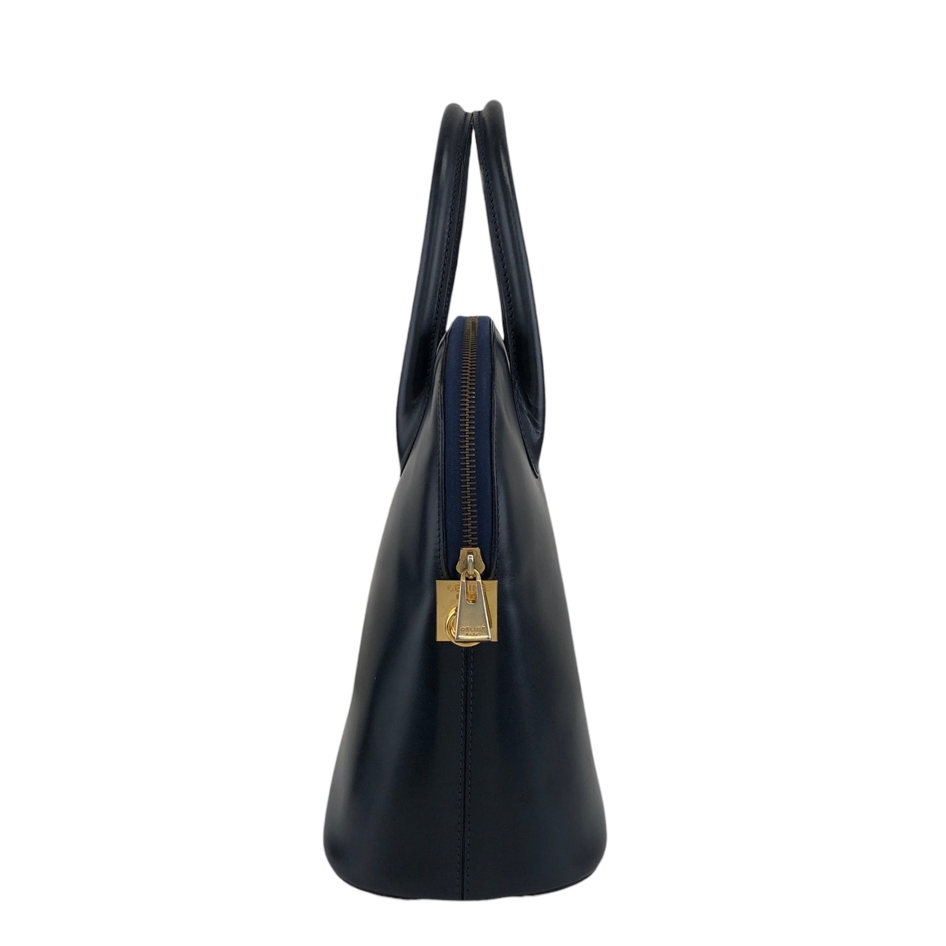 CELINE セリーヌ ハンドバッグ ネイビー ガンチーニ レザー vintage