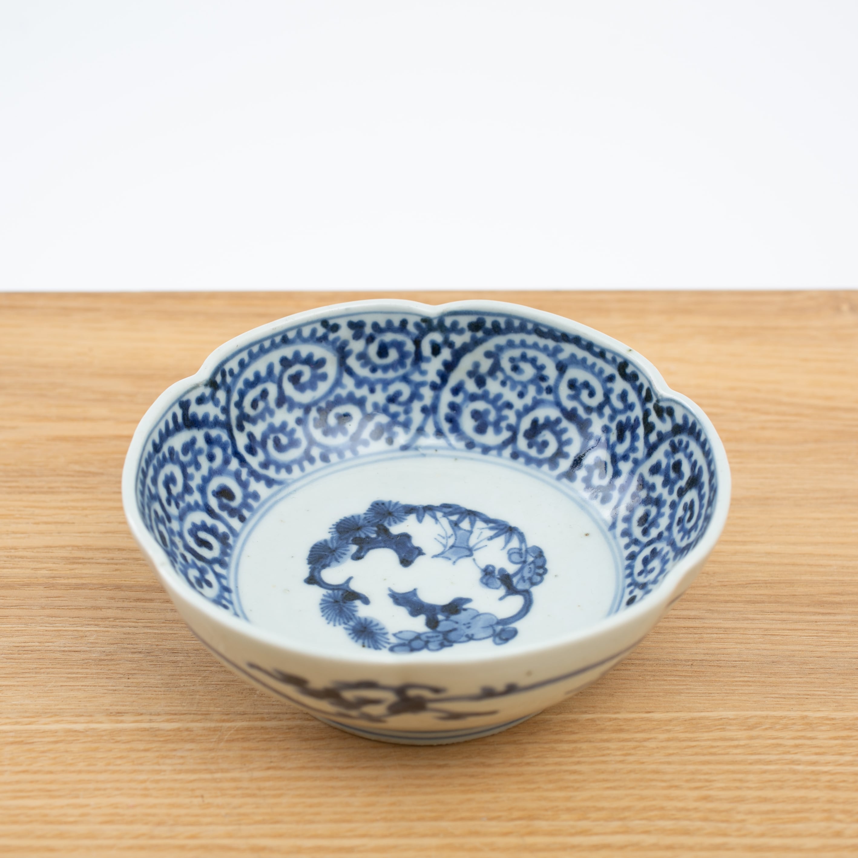 1枚ずつに変更☆ 古伊万里 染付 蛸唐草 膾皿 なます皿 見込み松竹梅 二