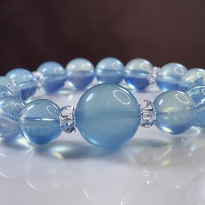 透明度高☆大玉アクアマリン・デザインブレスレット