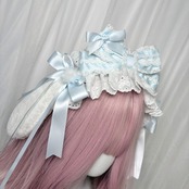 ♡ 【全4色】Milky bunny ぽんぽんリボン うさみみフリルレースヘッドドレス pink ♡