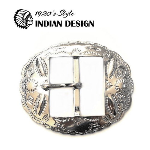 1930s インディアン柄 ビンテージ復刻版 オーバル型 バックル 35mm～36mm 幅