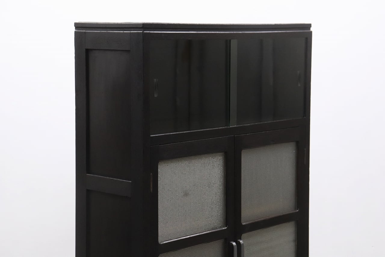 沼津店】レトロ ガラス キャビネット ダイヤガラス 食器棚 書棚 本棚