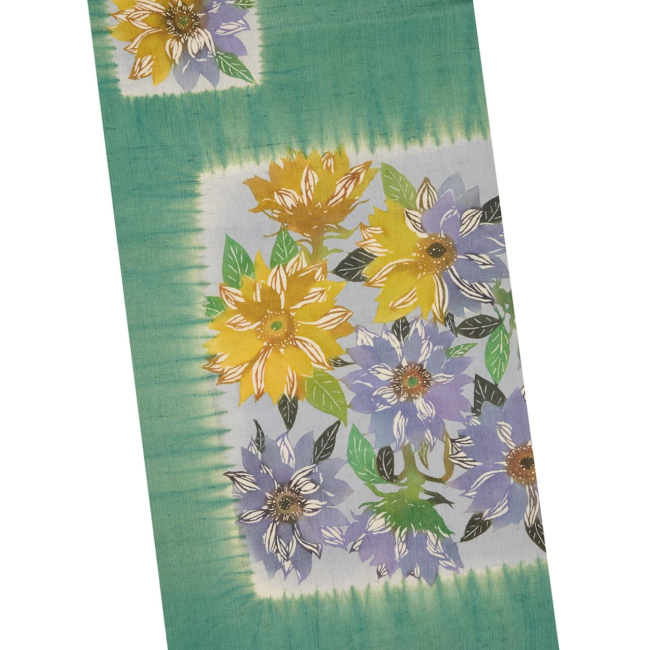 日本工芸会正会員 岩井香楠子 「花のたより」 型絵染 開名古屋帯【中古