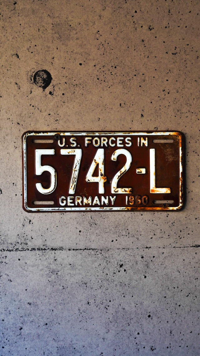 【1960】在独米軍(アメリカ軍) ライセンス プレート《ナンバープレート U.S. Force in Germany 実物 ミリタリー ヴィンテージ》